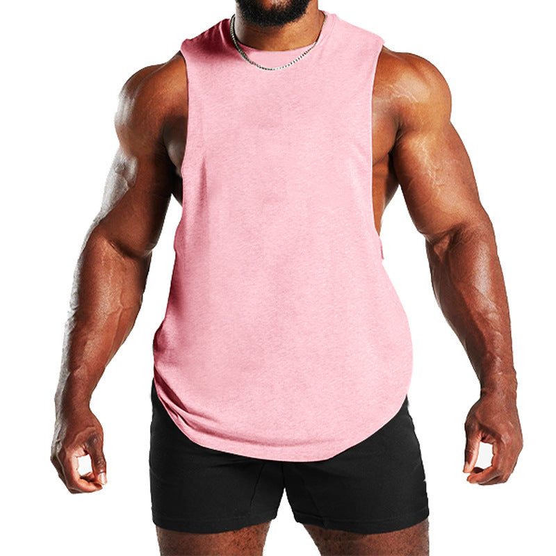 New Fitness Wide Shoulder Vest Men's Solid Color Sports Casual