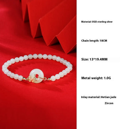 Magnolia Hetian Jade Necklace Female S925 Sterling Silver