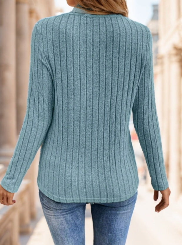 Neck Ribbed Velvet Women Tops