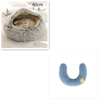 .Pet Bedding 2 In 1 Dog And Cat Bed Pet Winter Bed Round Plush Warm Bed House Soft Long Plush Pets Bed Pet Products