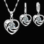 925 Sterling Silver Stamped Necklace Earrings Set Long Chain