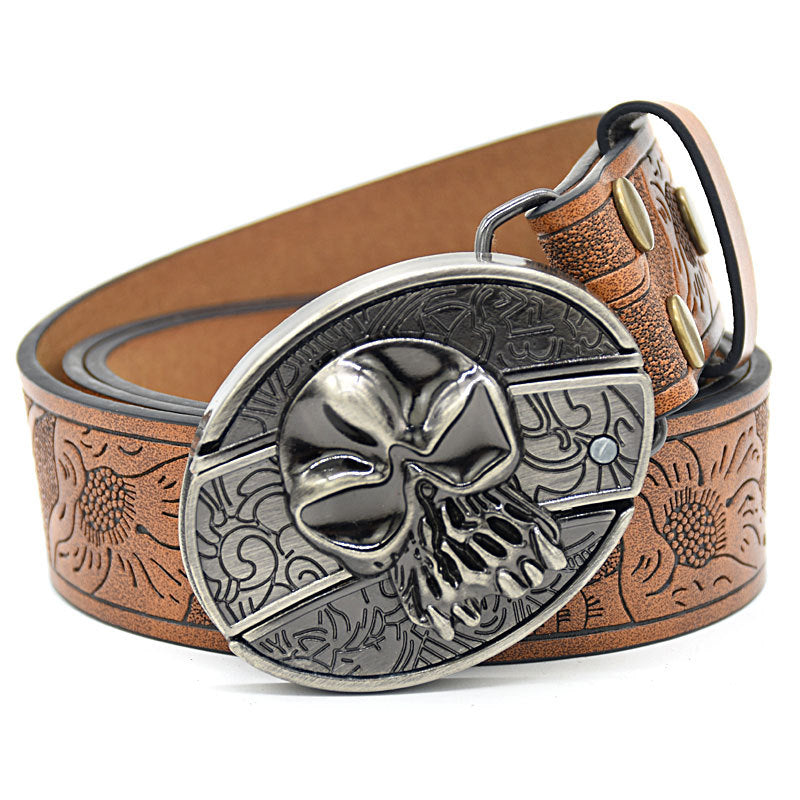 Personality Student Trendy Printing Engraving Smooth Buckle Knife Embossing Belt