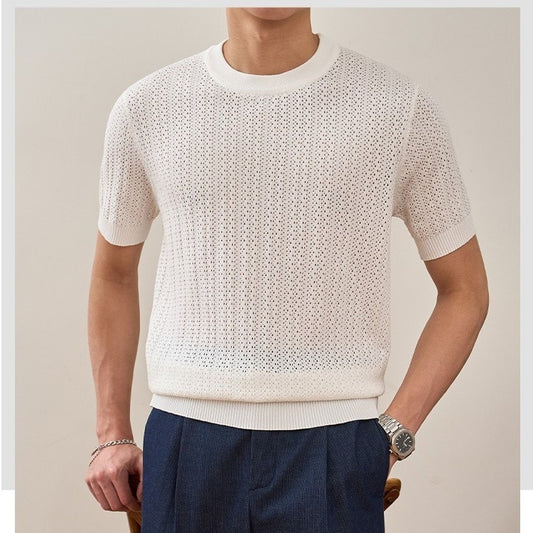 Men's Embroidered Letter American Retro Loose Half-zip Sweater