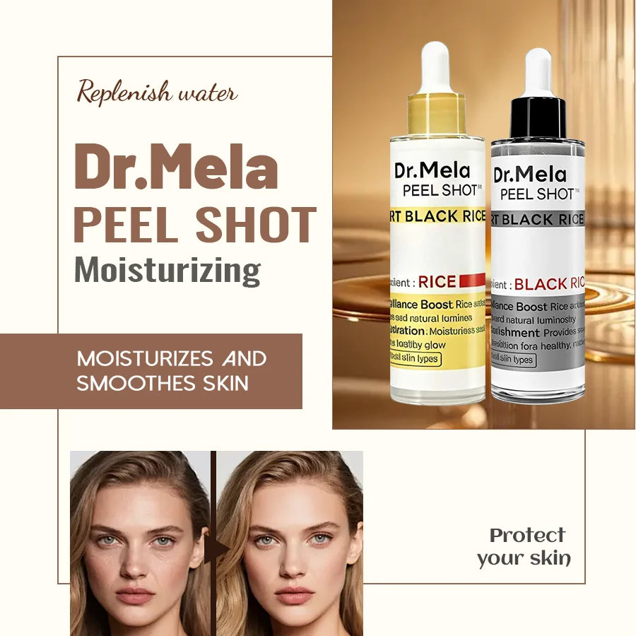 [Dr.Mela Official] Peel Shot Glow Rice Ampoule Duo - Serums For Brightening, Exfoliating, And Moisturizing
