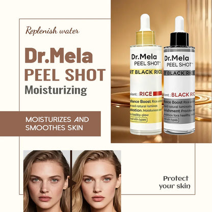 [Dr.Mela Official] Peel Shot Glow Rice Ampoule Duo - Serums For Brightening, Exfoliating, And Moisturizing