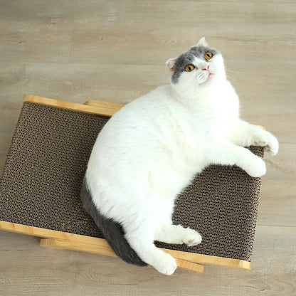 Cat Scratcher Cardboard With Solid Wooden Frame Kitten Scrapers Scratching Bed Reversible Pet Furniture For Cats 5 in 1 Toys