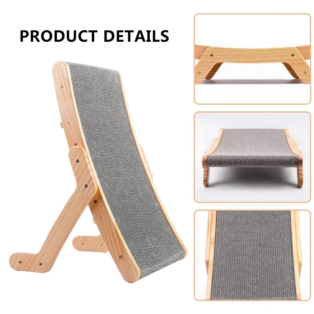 Cat Scratcher Cardboard With Solid Wooden Frame Kitten Scrapers Scratching Bed Reversible Pet Furniture For Cats 5 in 1 Toys