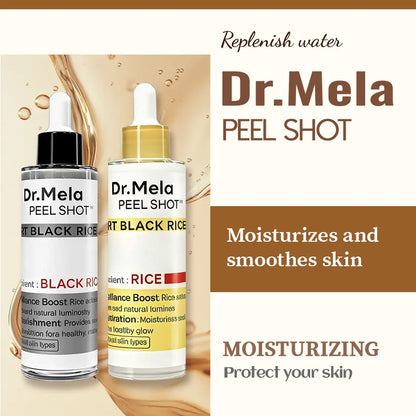 [Dr.Mela Official] Peel Shot Glow Rice Ampoule Duo - Serums For Brightening, Exfoliating, And Moisturizing
