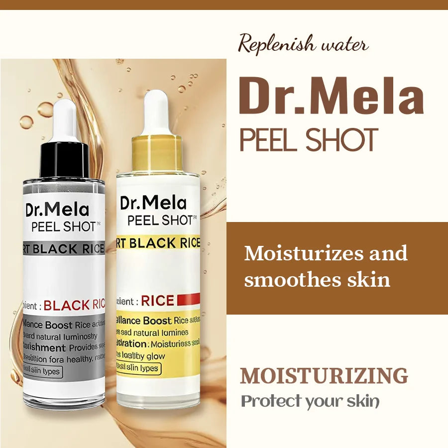 [Dr.Mela Official] Peel Shot Glow Rice Ampoule Duo - Serums For Brightening, Exfoliating, And Moisturizing