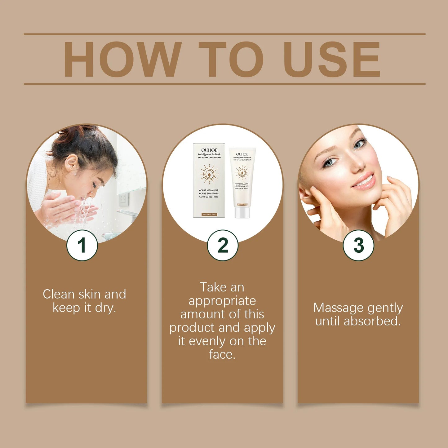 Ouhoe 50g Spf50 Sunblock Cream Whitening Skin Summer Outdoor Sun Block Reduce Redness Anti Uv Moisturizer Oil Control Sunscreen
