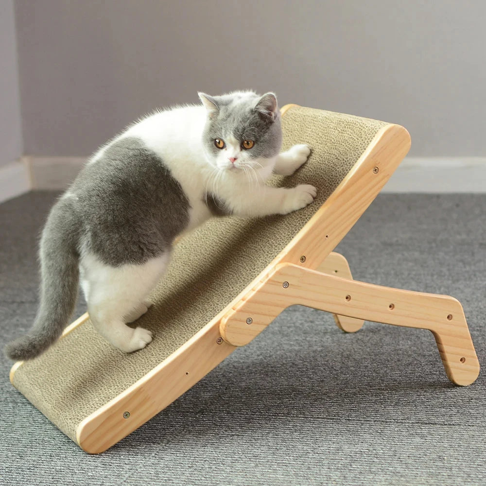 Cat Scratcher Cardboard With Solid Wooden Frame Kitten Scrapers Scratching Bed Reversible Pet Furniture For Cats 5 in 1 Toys