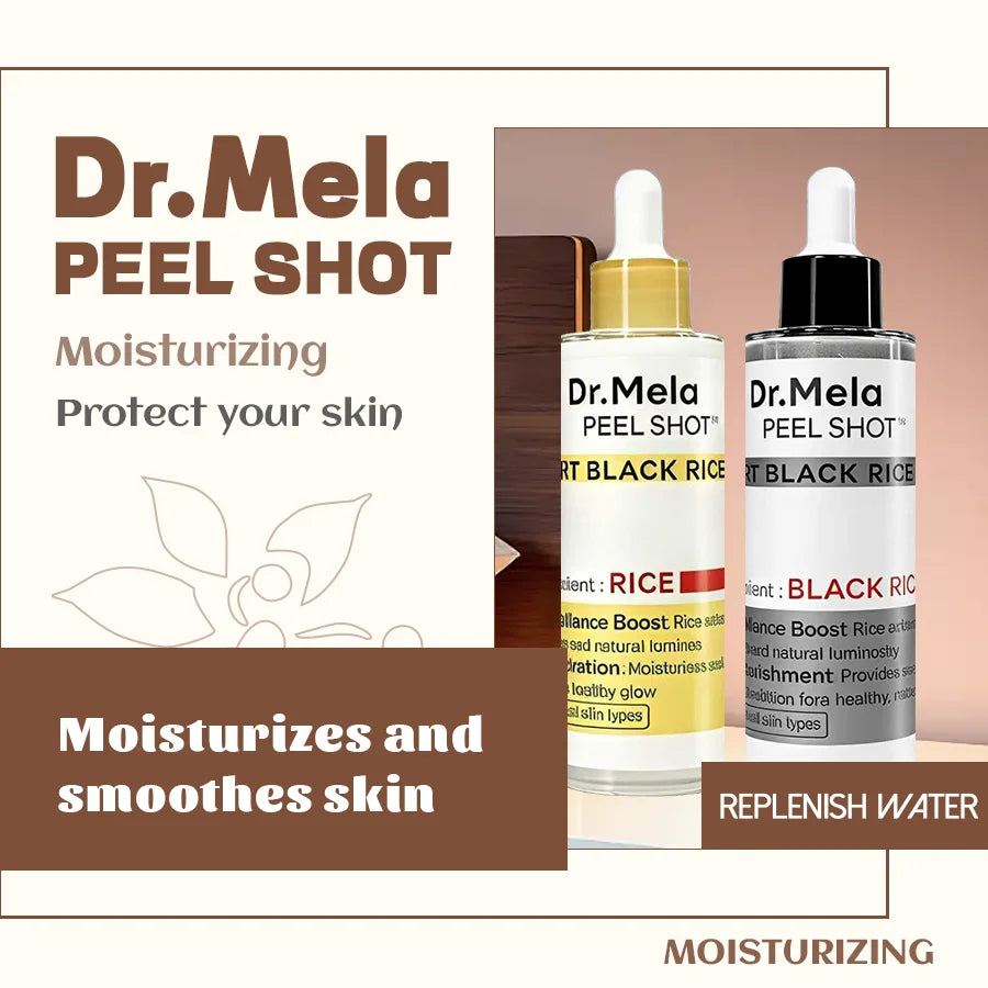 [Dr.Mela Official] Peel Shot Glow Rice Ampoule Duo - Serums For Brightening, Exfoliating, And Moisturizing