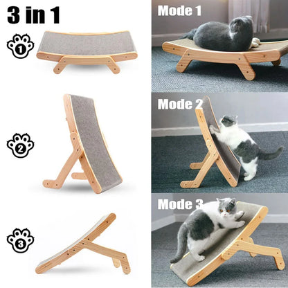 Cat Scratcher Cardboard With Solid Wooden Frame Kitten Scrapers Scratching Bed Reversible Pet Furniture For Cats 5 in 1 Toys