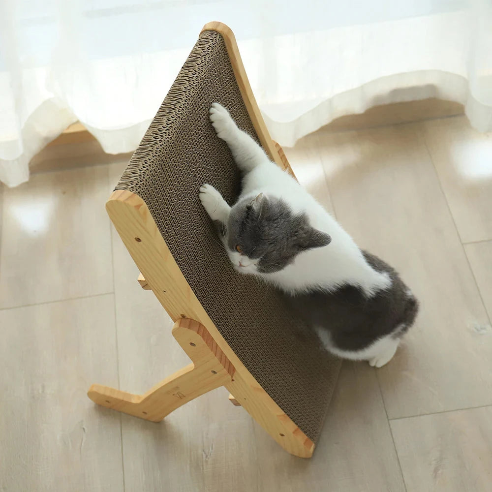 Cat Scratcher Cardboard With Solid Wooden Frame Kitten Scrapers Scratching Bed Reversible Pet Furniture For Cats 5 in 1 Toys
