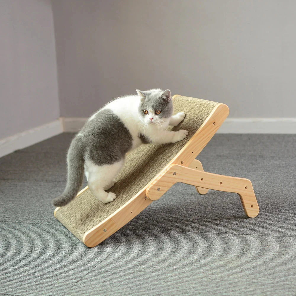 Cat Scratcher Cardboard With Solid Wooden Frame Kitten Scrapers Scratching Bed Reversible Pet Furniture For Cats 5 in 1 Toys