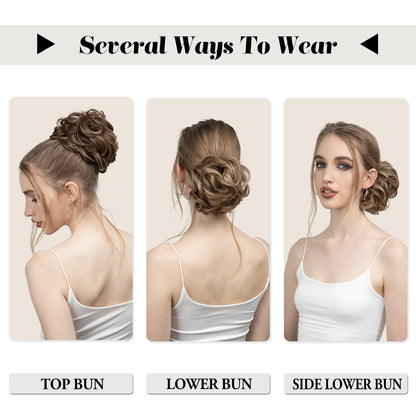 Synthetic Messy Hair Bun Extensions Big Curly Elastic Hair Scrunchies Hairpieces Chignon Donut Updo Hair Pieces for Women