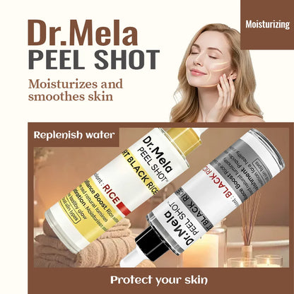 [Dr.Mela Official] Peel Shot Glow Rice Ampoule Duo - Serums For Brightening, Exfoliating, And Moisturizing