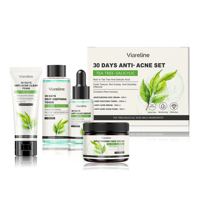 Viareline Salicylic Acid Skin Care Set Daily Moisturizing Enhance Smoothness Gentle Acne Treatment Non-greasy Skin Care Set