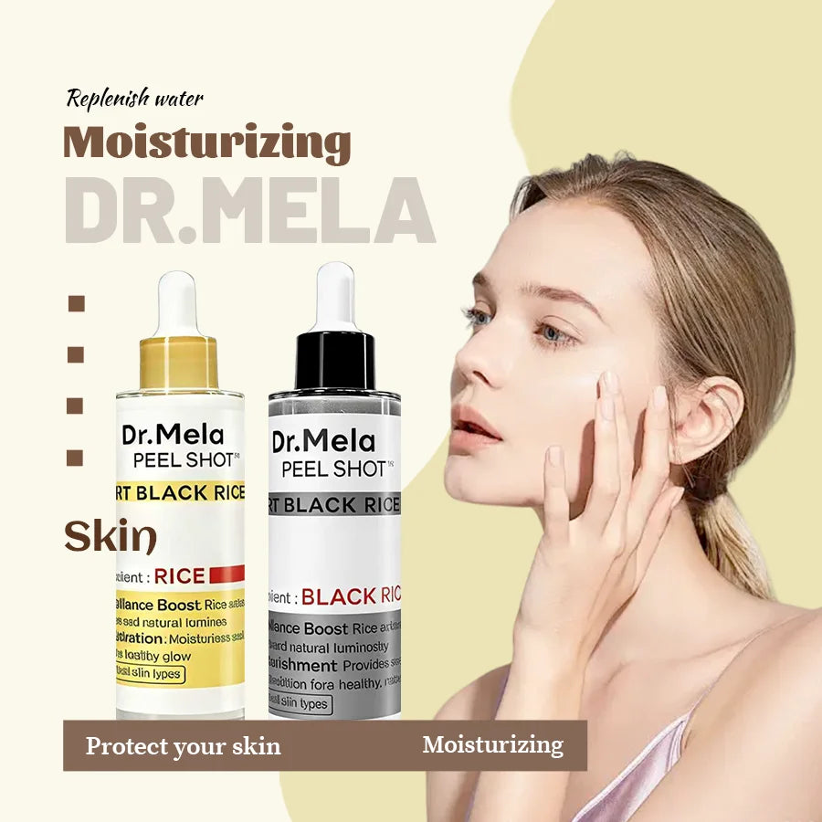 [Dr.Mela Official] Peel Shot Glow Rice Ampoule Duo - Serums For Brightening, Exfoliating, And Moisturizing