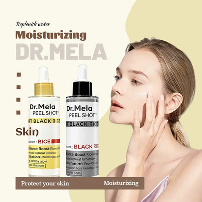 [Dr.Mela Official] Peel Shot Glow Rice Ampoule Duo - Serums For Brightening, Exfoliating, And Moisturizing