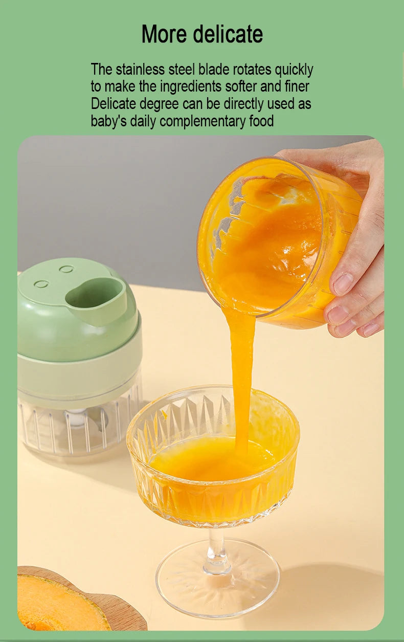 4 in 1 Electric Food Processor Vegetable Cutter Garlic Masher Wireless Grinder Handheld Blender Auto Slicer Kitchen Accessories