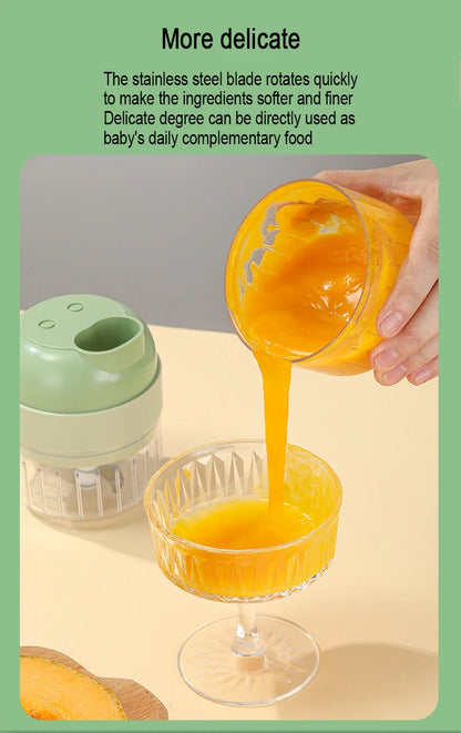 4 in 1 Electric Food Processor Vegetable Cutter Garlic Masher Wireless Grinder Handheld Blender Auto Slicer Kitchen Accessories