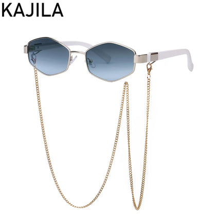 Sexy Small Frame Hexagon Sunglasses Women With Chain 2026 Luxury Brand Designer Punk Sun Glasses For Ladies Shades Gafas De Sol