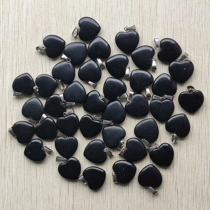 Wholesale 50pcs/lot Assorted heart natural stone charms fashion pendants 20mm for jewelry making Good Quality