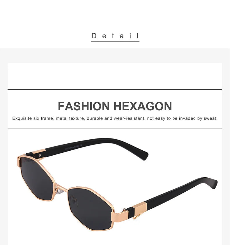 Sexy Small Frame Hexagon Sunglasses Women With Chain 2026 Luxury Brand Designer Punk Sun Glasses For Ladies Shades Gafas De Sol