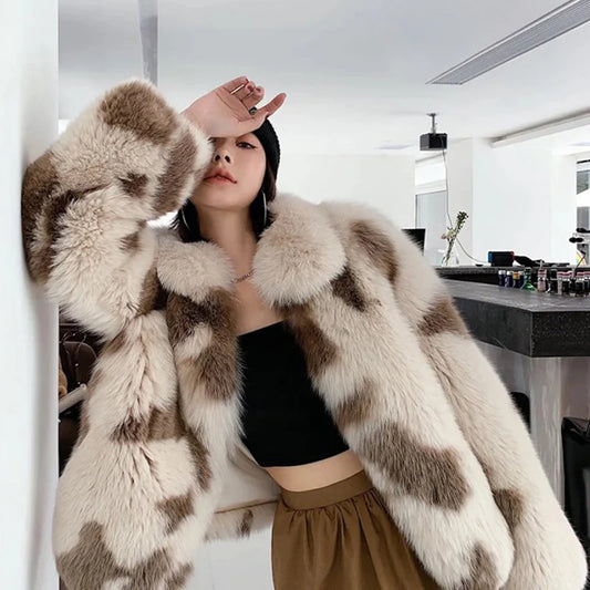 Italian amorous feelings Tuscany lamb fur coat autumn winter new women's fox fur short coat leisure young jacket