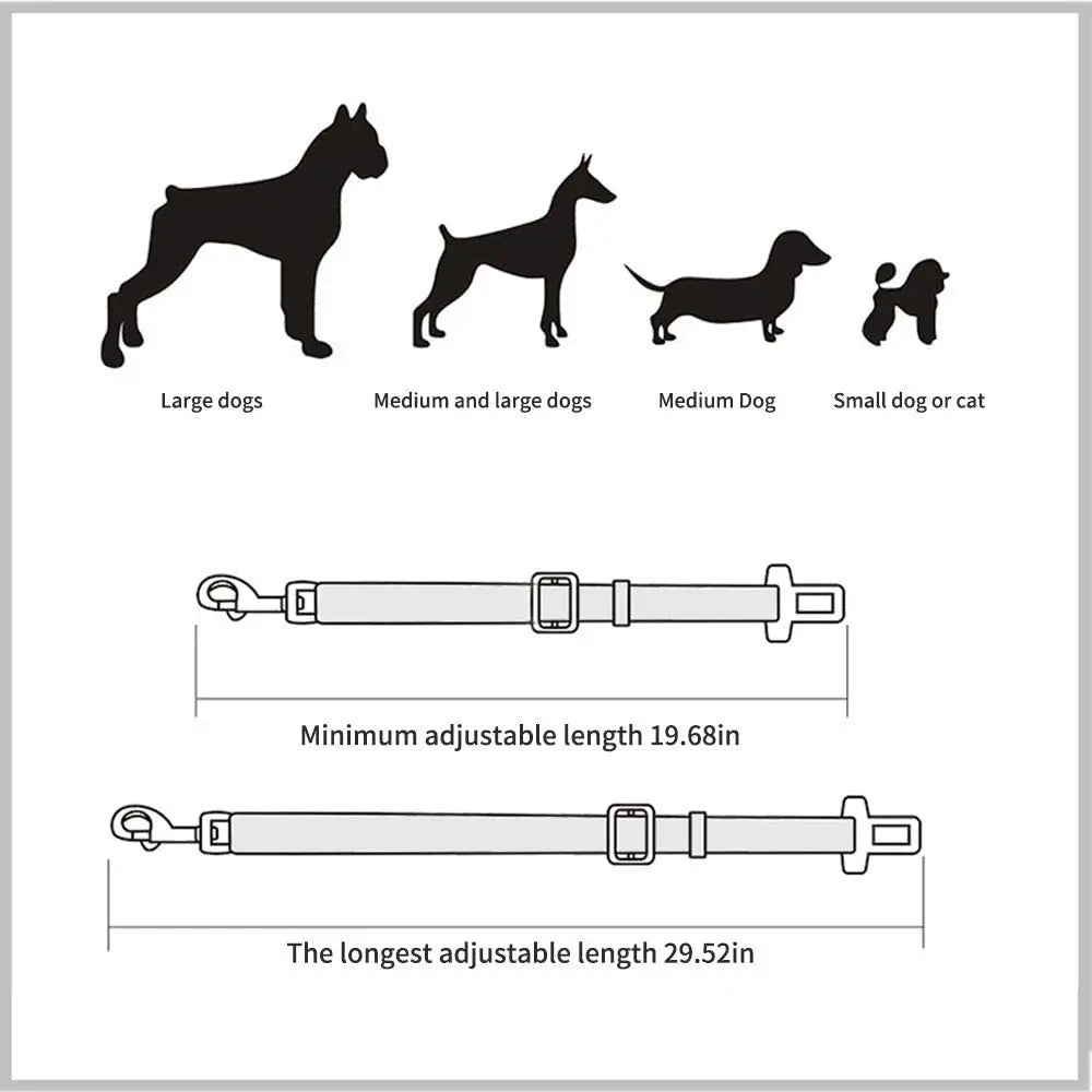 Adjustable Pet Dog Cat Car Seat Belt for Dogs Harness Leash Small Medium Travel Clip French Bulldog Dog Accessories Supplies