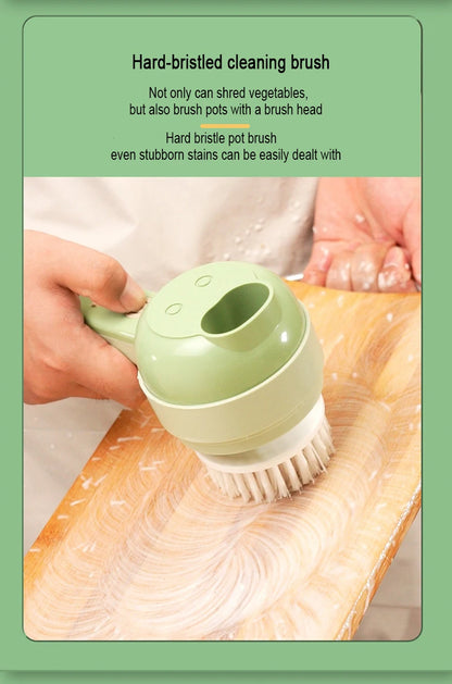 4 in 1 Electric Food Processor Vegetable Cutter Garlic Masher Wireless Grinder Handheld Blender Auto Slicer Kitchen Accessories