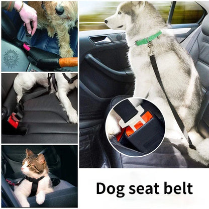 Adjustable Pet Dog Cat Car Seat Belt for Dogs Harness Leash Small Medium Travel Clip French Bulldog Dog Accessories Supplies