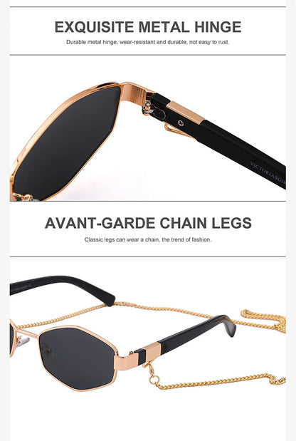 Sexy Small Frame Hexagon Sunglasses Women With Chain 2026 Luxury Brand Designer Punk Sun Glasses For Ladies Shades Gafas De Sol