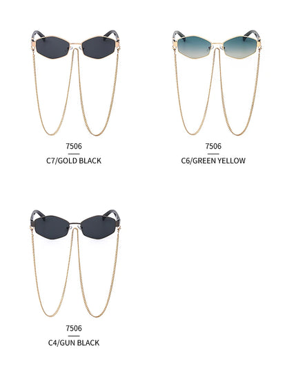 Sexy Small Frame Hexagon Sunglasses Women With Chain 2026 Luxury Brand Designer Punk Sun Glasses For Ladies Shades Gafas De Sol