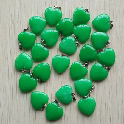 Wholesale 50pcs/lot Assorted heart natural stone charms fashion pendants 20mm for jewelry making Good Quality