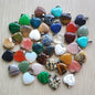 Wholesale 50pcs/lot Assorted heart natural stone charms fashion pendants 20mm for jewelry making Good Quality