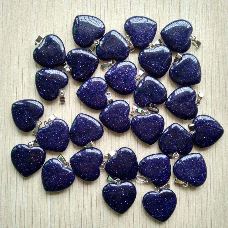 Wholesale 50pcs/lot Assorted heart natural stone charms fashion pendants 20mm for jewelry making Good Quality
