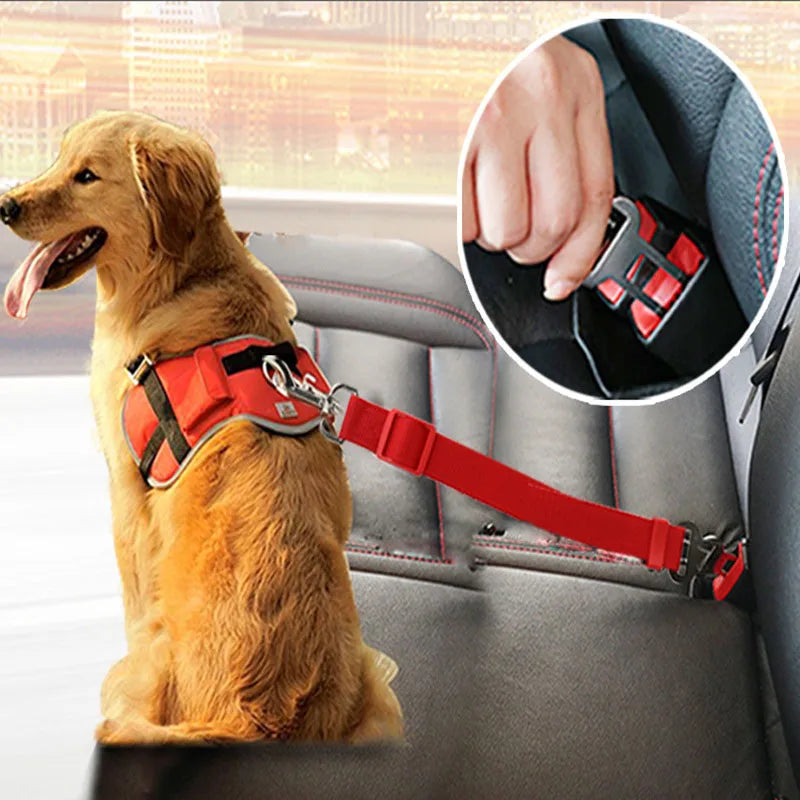 Adjustable Pet Dog Cat Car Seat Belt for Dogs Harness Leash Small Medium Travel Clip French Bulldog Dog Accessories Supplies