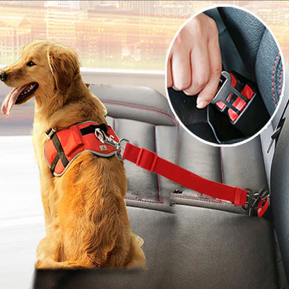 Adjustable Pet Dog Cat Car Seat Belt for Dogs Harness Leash Small Medium Travel Clip French Bulldog Dog Accessories Supplies