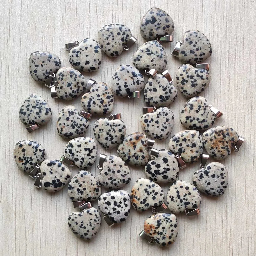 Wholesale 50pcs/lot Assorted heart natural stone charms fashion pendants 20mm for jewelry making Good Quality