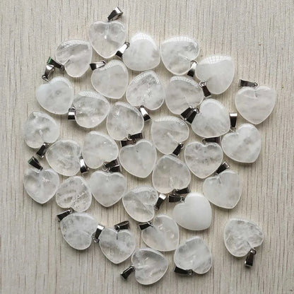 Wholesale 50pcs/lot Assorted heart natural stone charms fashion pendants 20mm for jewelry making Good Quality