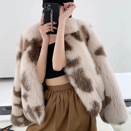 Italian amorous feelings Tuscany lamb fur coat autumn winter new women's fox fur short coat leisure young jacket