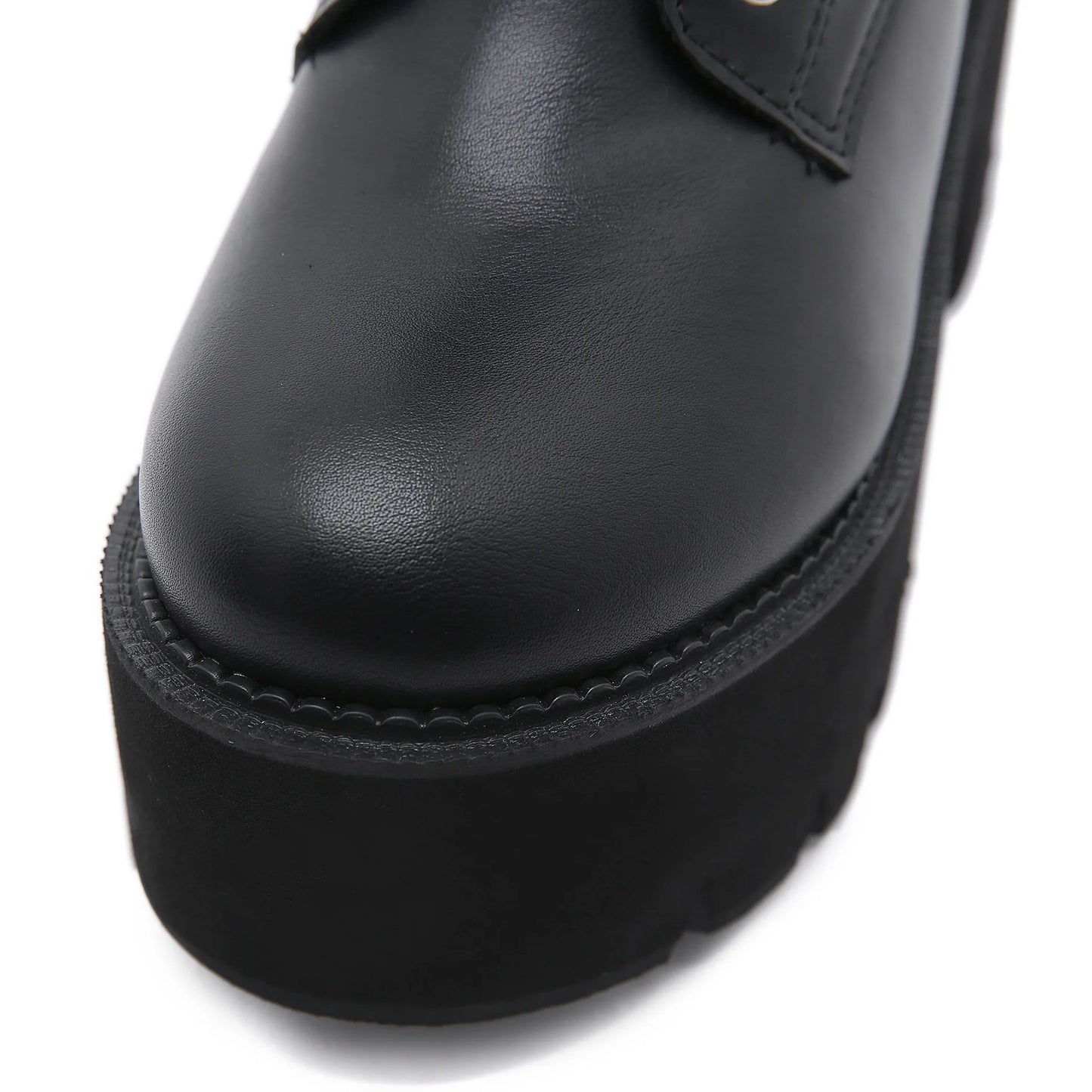 High Quality Leather Gothic Black Boots Women Heel Sexy Chain Chunky Heel Platform Boots Female Punk Style Ankle Boots Zipper