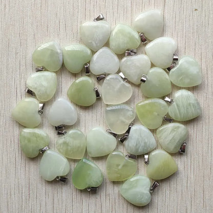 Wholesale 50pcs/lot Assorted heart natural stone charms fashion pendants 20mm for jewelry making Good Quality