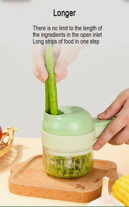4 in 1 Electric Food Processor Vegetable Cutter Garlic Masher Wireless Grinder Handheld Blender Auto Slicer Kitchen Accessories
