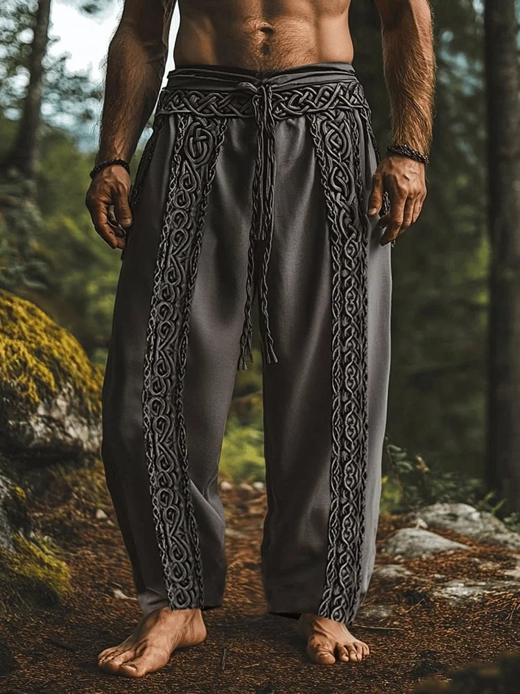 Men's retro Viking Celtic Crow Skull 3D printed casual pants drawstring straight leg pants summer Spring beach pants