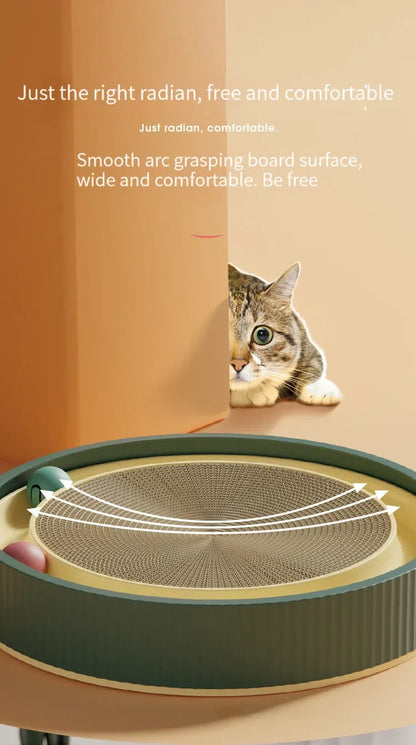 Interactive Round Cat Scratching Board with Ball Wear Resistant Corrugated Paper Multi Function Toy Cat Scratcher Accessories