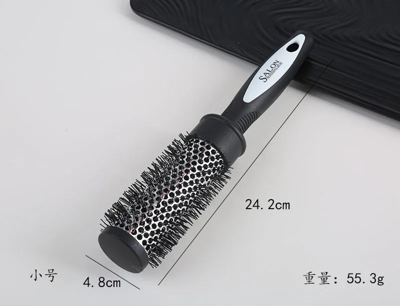 Hair Styling Hair Brush Nylon Comb Cylinder Curly Hair Rolling Comb Thermal Aluminum Tube Round Barrel Hair Comb Curly Tool