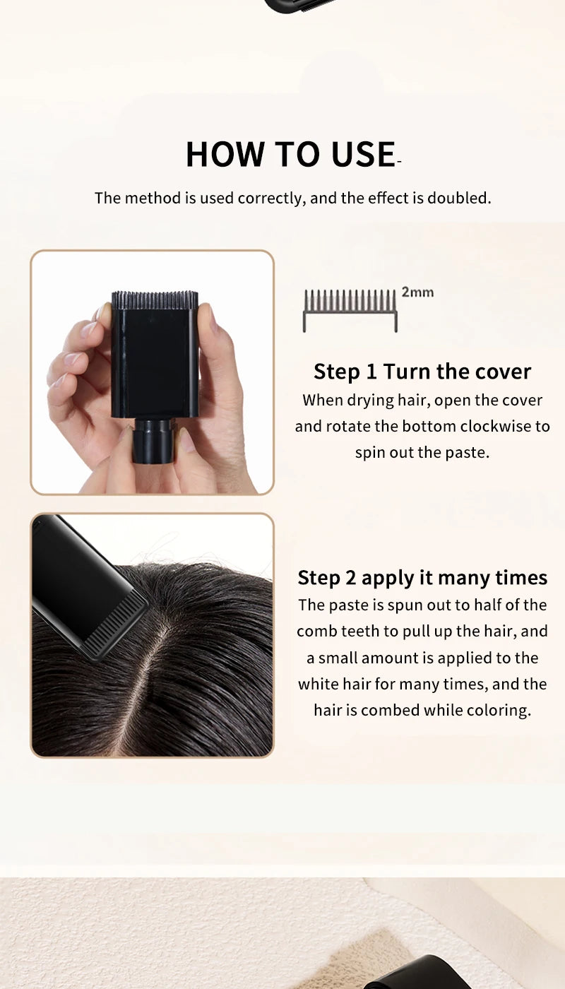 Life Girls Reabal with Hair Comb Coloring Gray Hair, Covering, Natural Glossy, Convenient to Carry, Convenient to Color on Comb, Dye Hair, Covering Your Outside, Convenient to Carry When Covering Ornaments